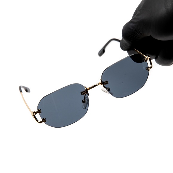 Men's Women's Rimless Black Tint Gold Frame  Hip Hop Summer Sunglasses - Picture 5 of 5